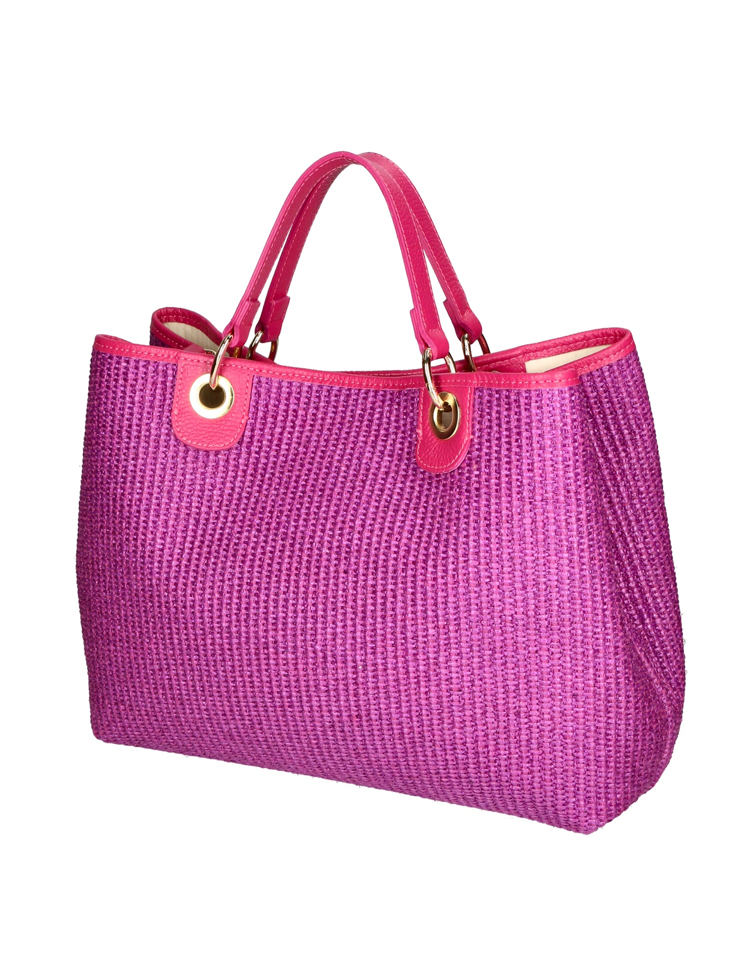 Amanda Borsa a mano da donna Vera pelle e paglia 05168-436 D02 FUXIA Gave Lux