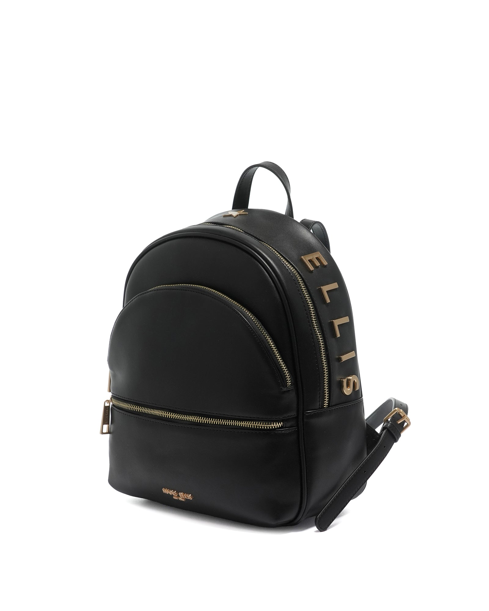 Zaino da donna in poliuretano Vegan LISA-MACRO-BLACK-BRUSH GOLD Marc Ellis