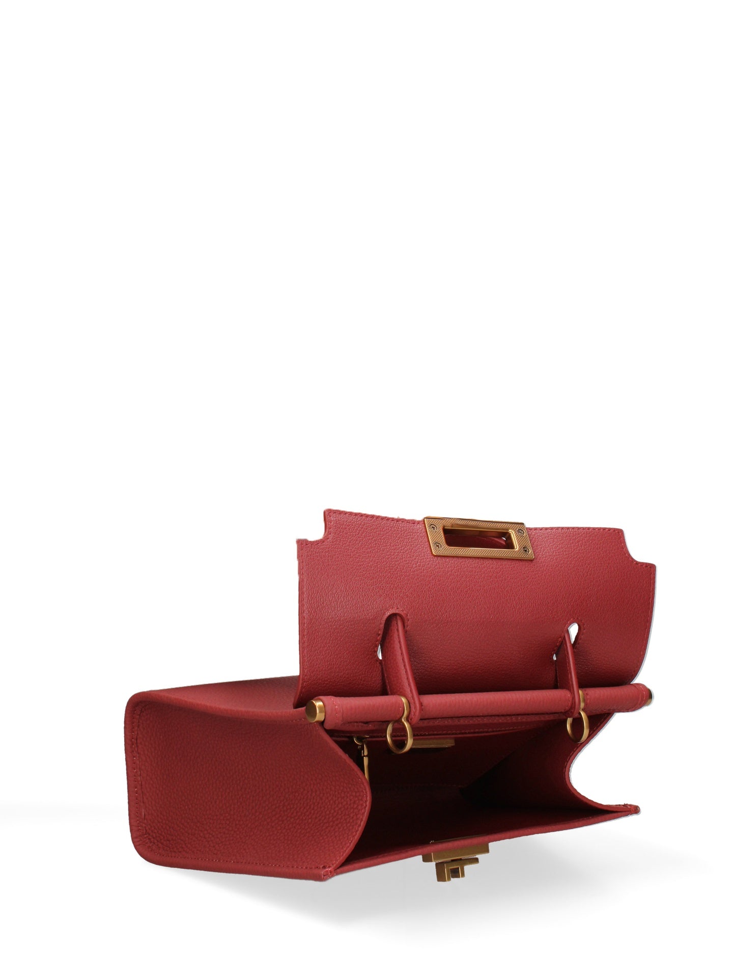 Borsa a Mano in Vera Pelle Rosso Scuro