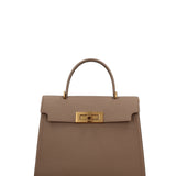 Borsa a Mano in Vera Pelle Beige Scuro
