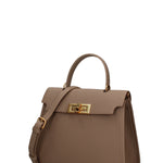 Borsa a Mano in Vera Pelle Beige Scuro