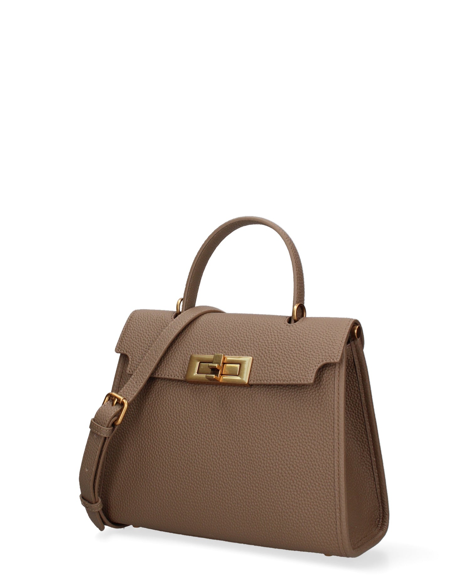 Borsa a Mano in Vera Pelle Beige Scuro