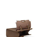 Borsa a Mano in Vera Pelle Beige Scuro