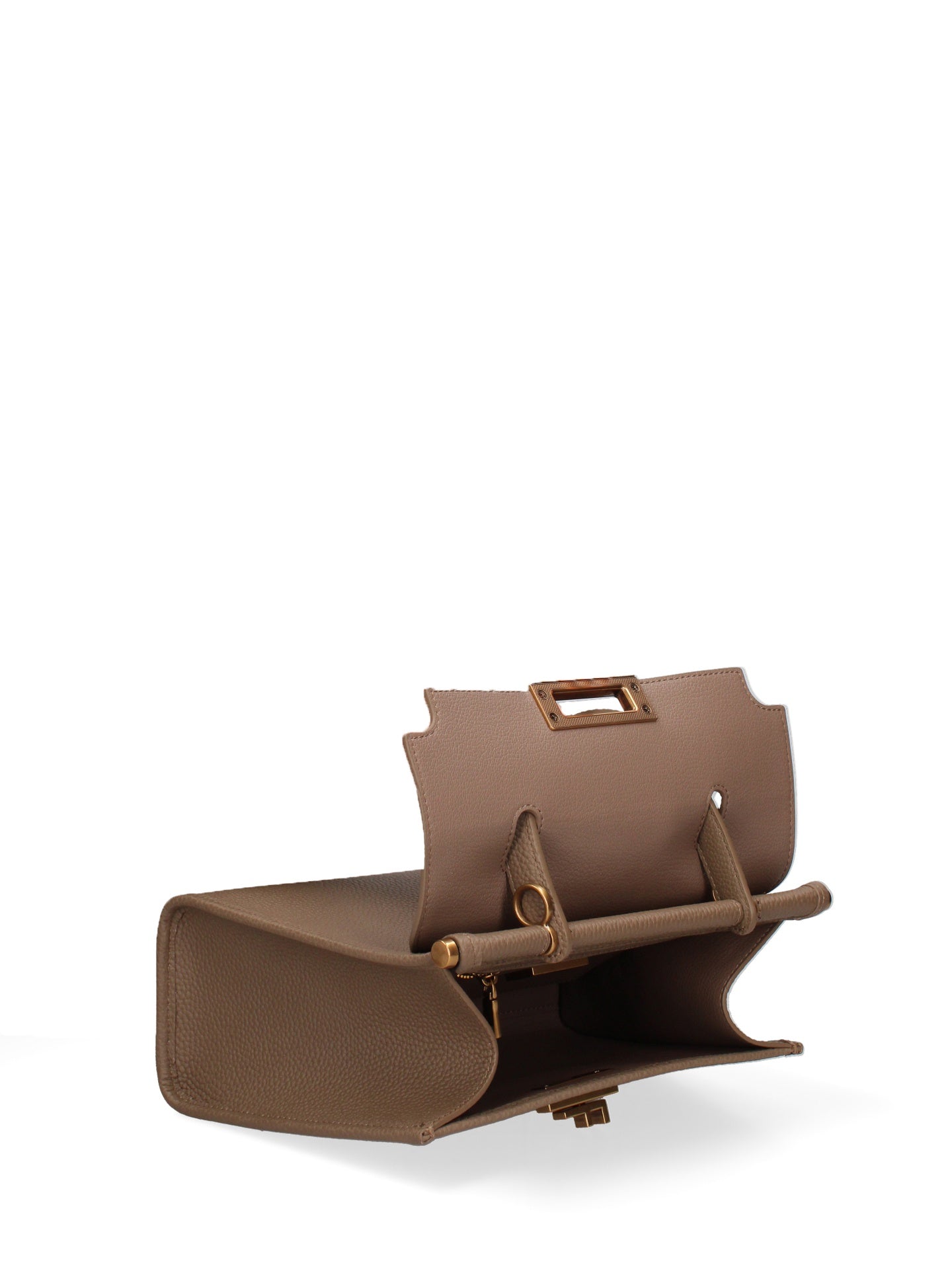 Borsa a Mano in Vera Pelle Beige Scuro