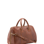 Borsa da viaggio unisex in vera pelle 100% cotone 4040-MARRONE Alessia Firenze