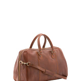 Borsa da viaggio unisex in vera pelle 100% cotone 4040-MARRONE Alessia Firenze
