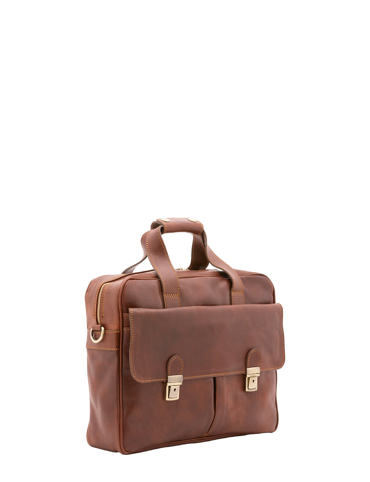 Borsa a mano unisex in vera pelle Made in Italy 4575-MARRONE Alessia Firenze