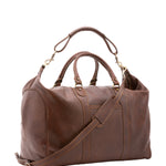 Borsa da viaggio unisex in vera pelle 100% cotone 4046-TESTA DI MORO Alessia Firenze