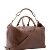 Borsa da viaggio unisex in vera pelle 100% cotone 4046-TESTA DI MORO Alessia Firenze