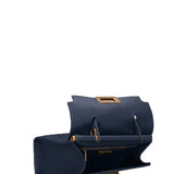 Borsa a Mano in Vera Pelle Blu Jeans
