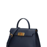 Borsa a Mano in Vera Pelle Blu Jeans