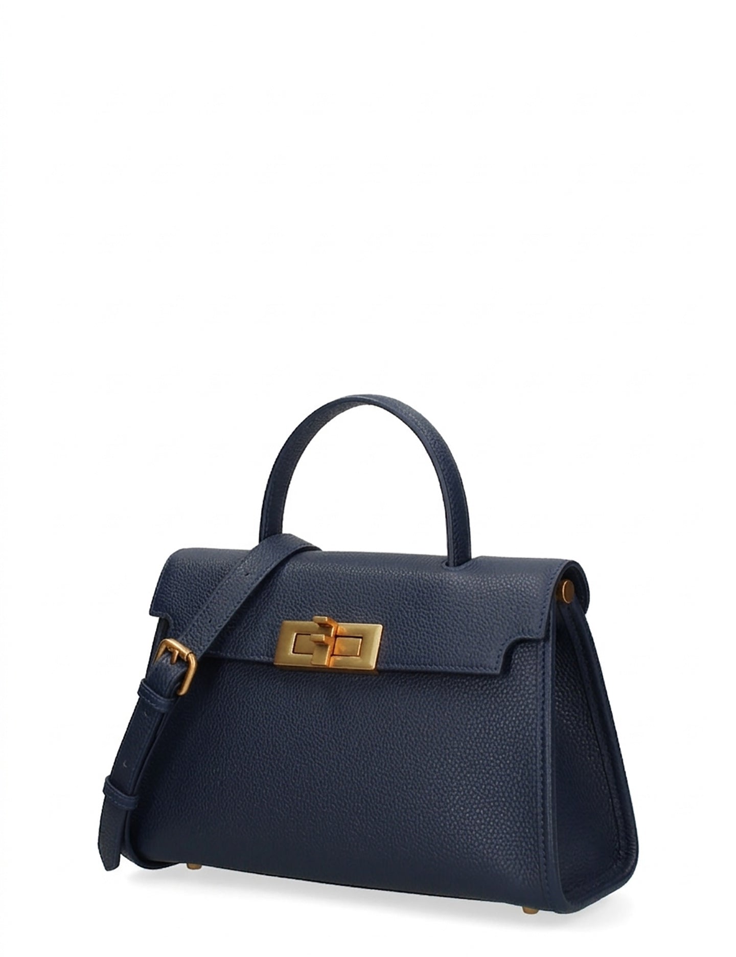 Borsa a Mano in Vera Pelle Blu Jeans