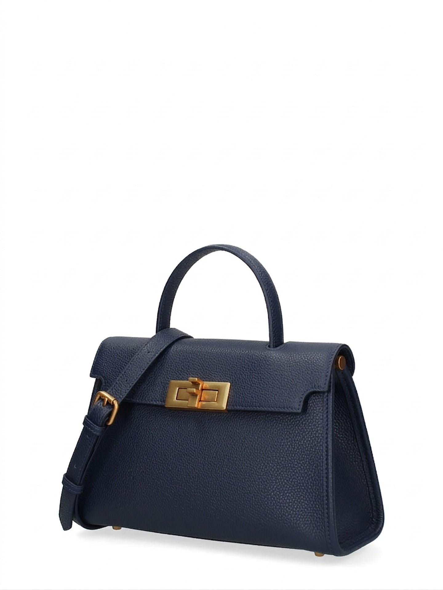 Borsa a Mano in Vera Pelle Blu Jeans