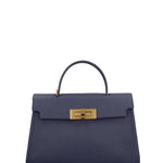 Borsa a Mano in Vera Pelle Blu Jeans