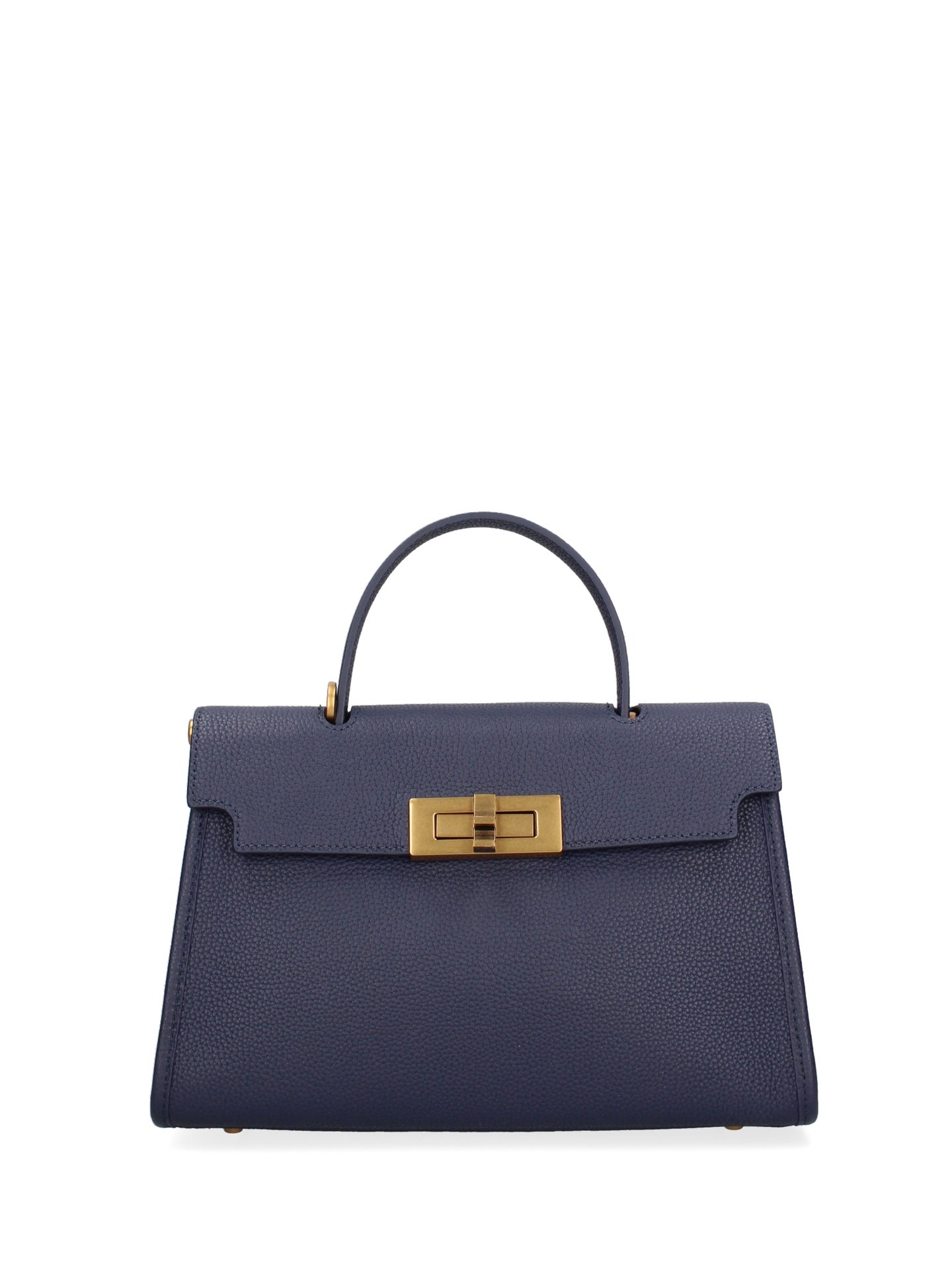 Borsa a Mano in Vera Pelle Blu Jeans