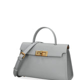 Borsa a Mano in Vera Pelle Azzurro