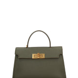 Borsa a Mano in Vera Pelle Verde