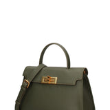 Borsa a Mano in Vera Pelle Verde