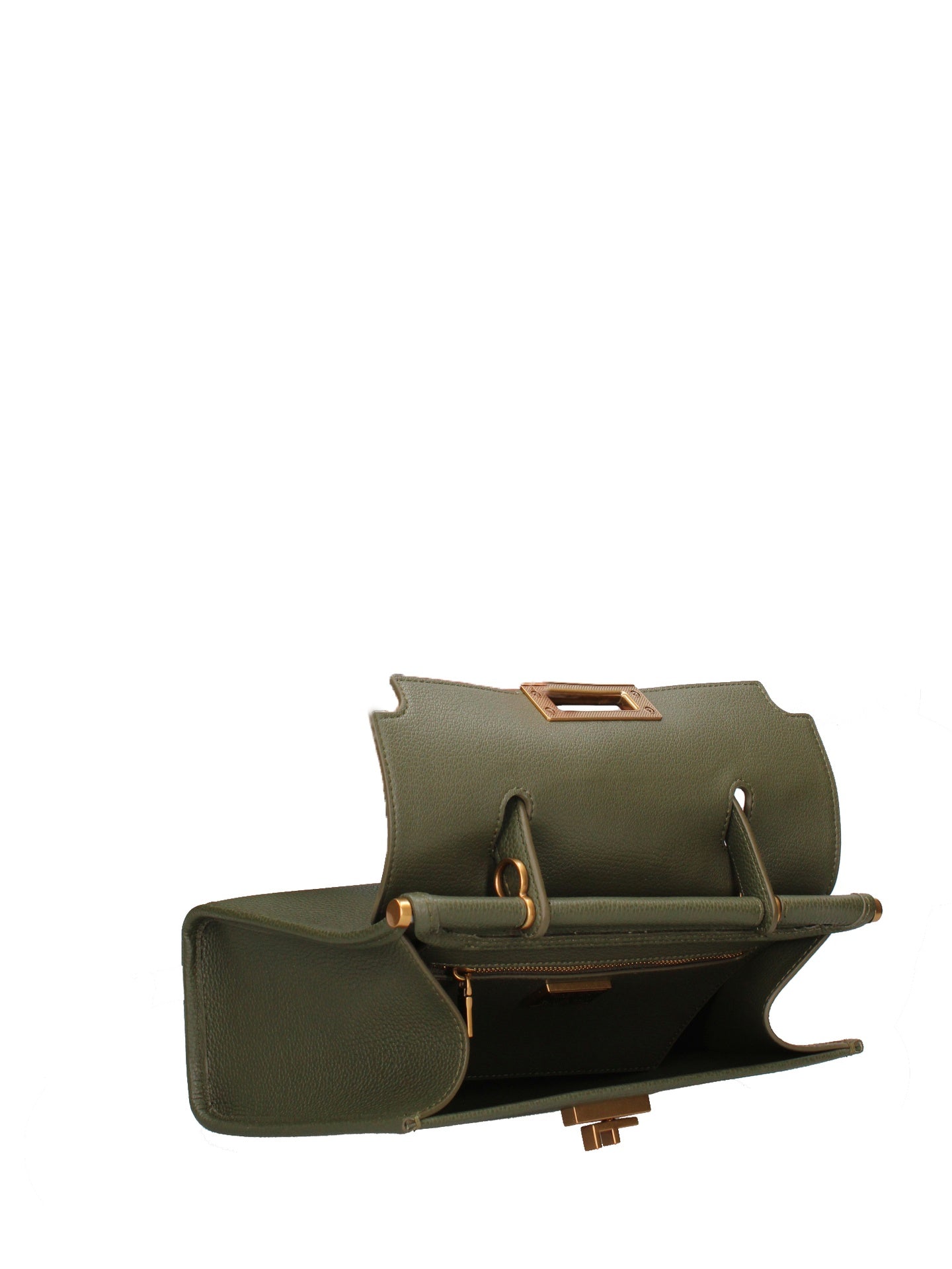 Borsa a Mano in Vera Pelle Verde