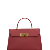 Borsa a Mano in Vera Pelle Rosso Scuro