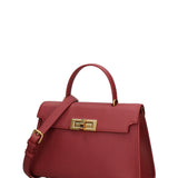 Borsa a Mano in Vera Pelle Rosso Scuro