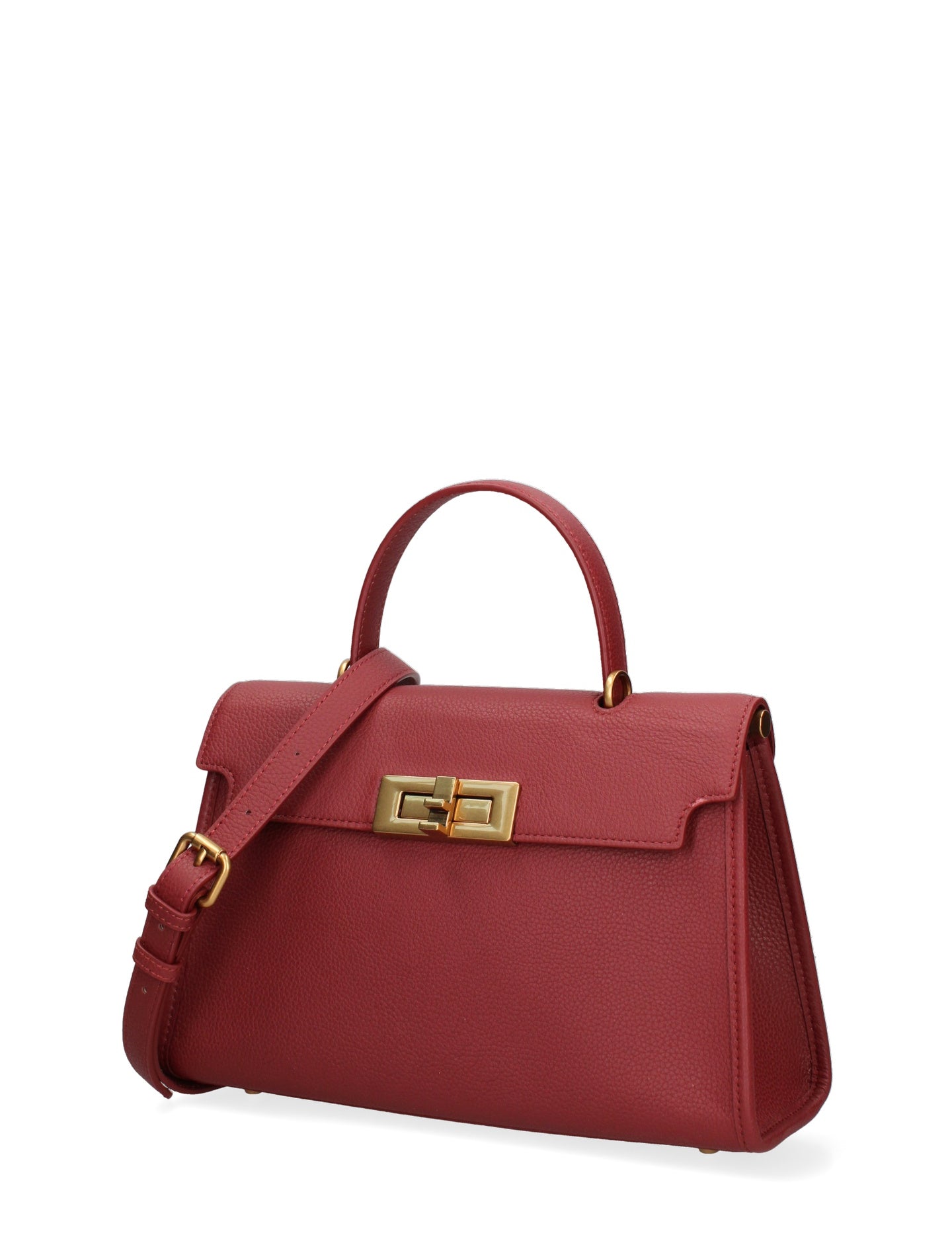 Borsa a Mano in Vera Pelle Rosso Scuro