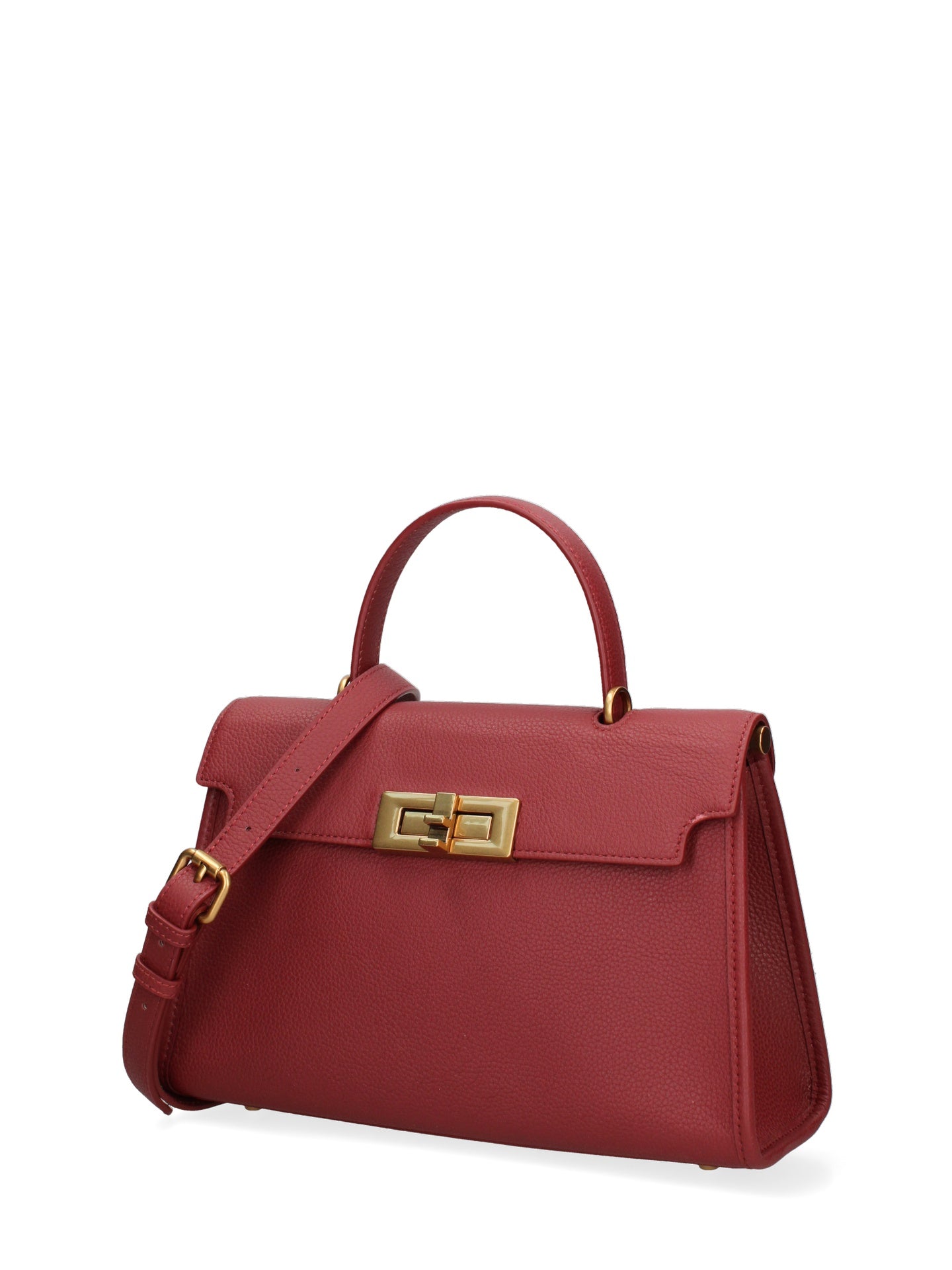Borsa a Mano in Vera Pelle Rosso Scuro
