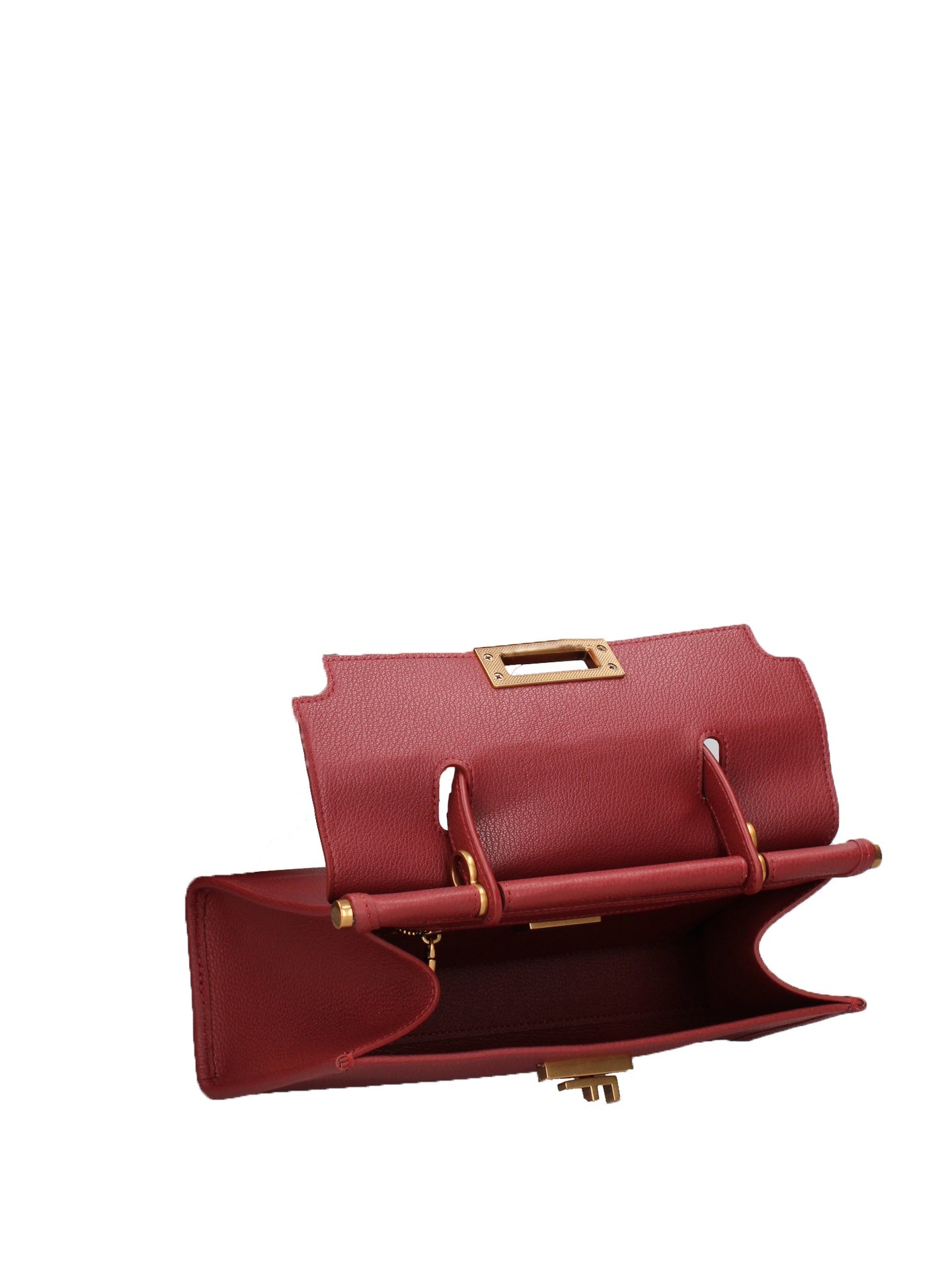 Borsa a Mano in Vera Pelle Rosso Scuro