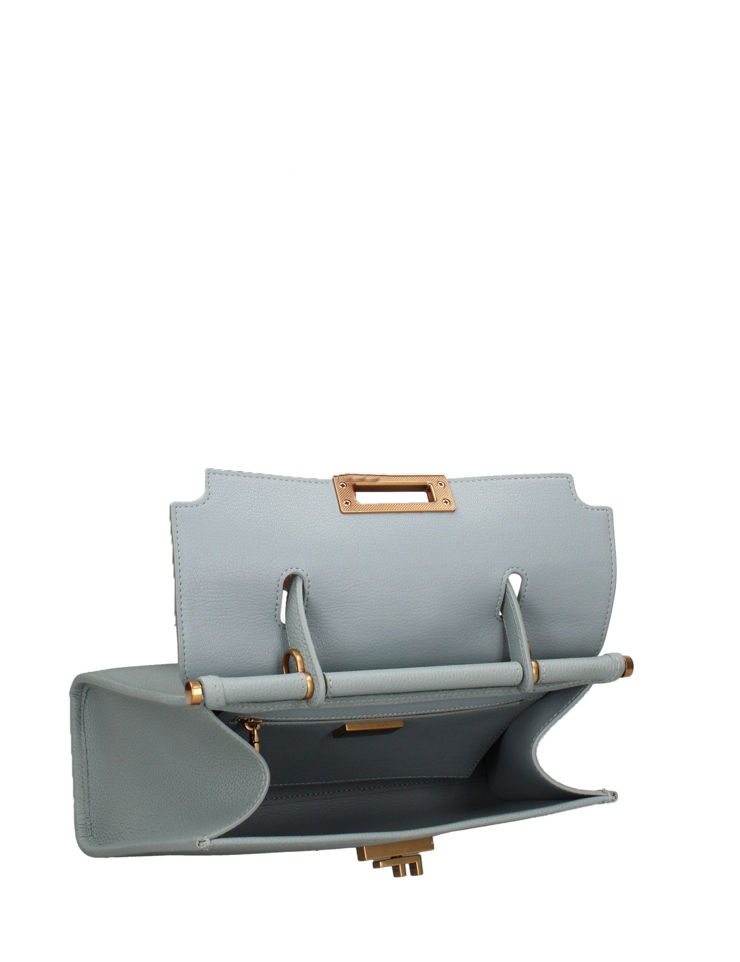 Borsa a Mano in Vera Pelle Azzurro Chiaro