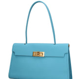 Borsa a Mano in Vera Pelle Blu Scuro