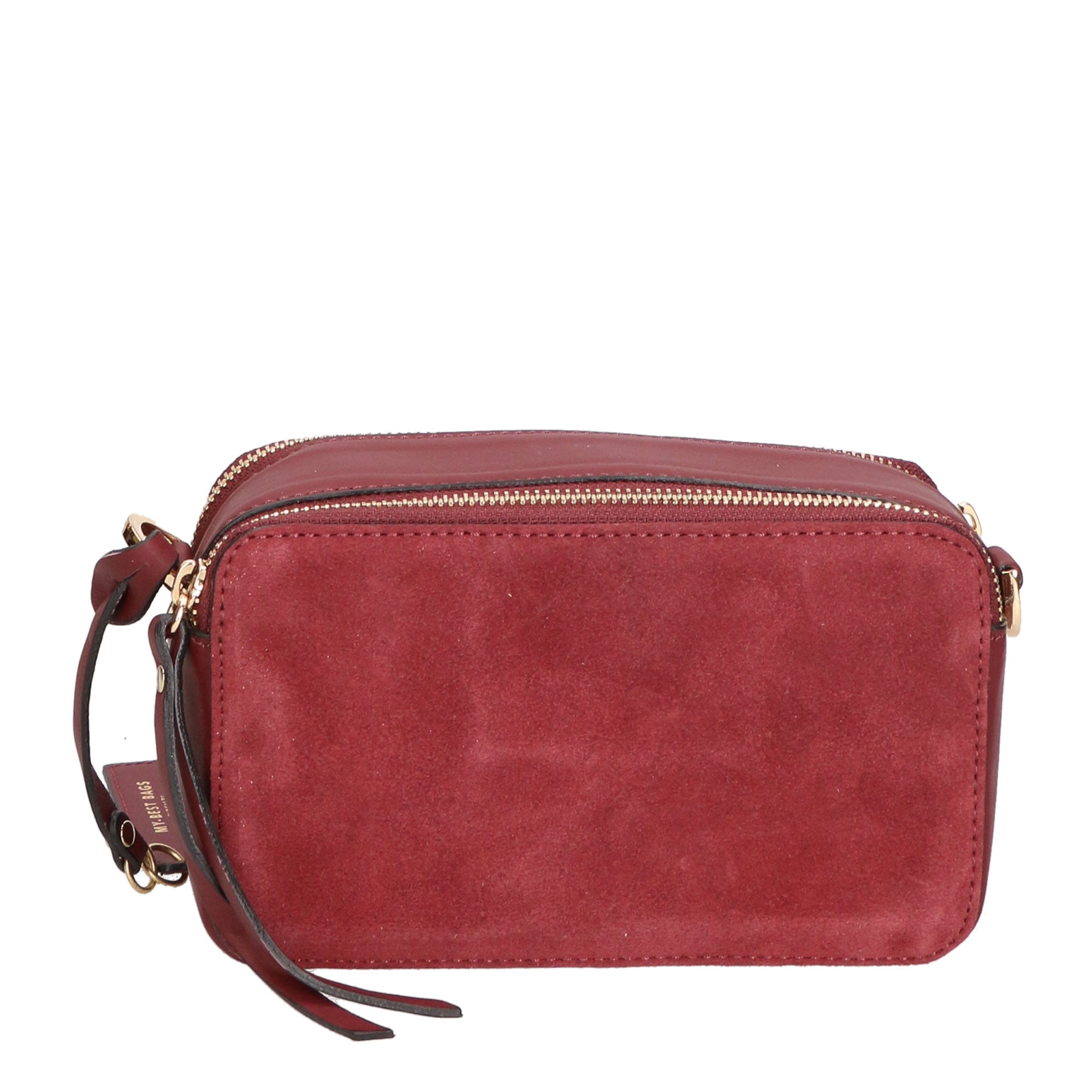 Borsa a tracolla da donna Vera pelle e suede MYB-6019-FW-04121 BORDO My Best Bag