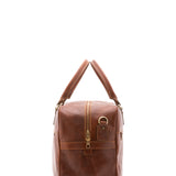 Borsa da viaggio unisex vera pelle 100% cotone 4562-MARRONE Alessia Firenze