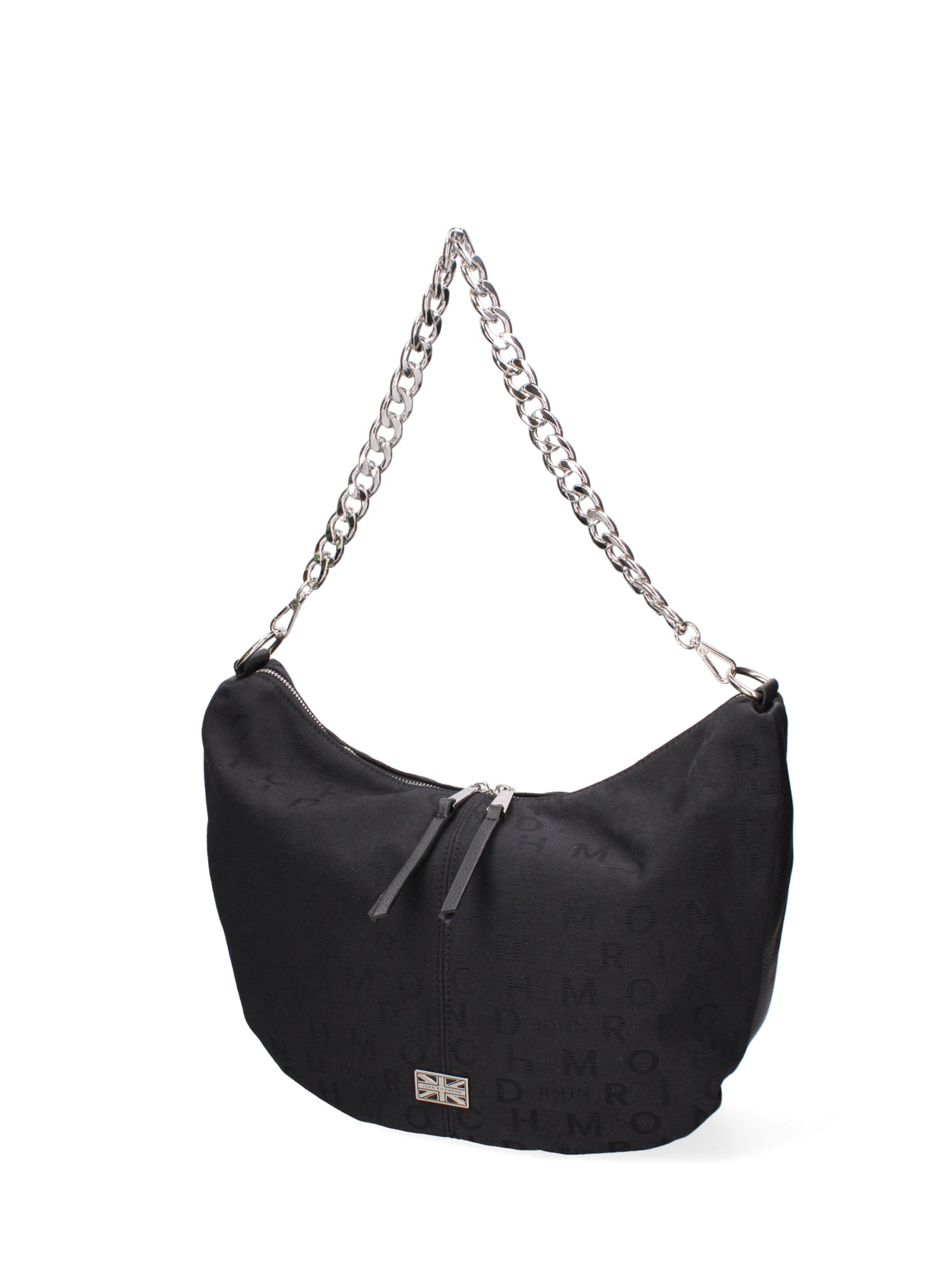 Borsa a spalla da donna 100% vera pelle JR-W-1118-TP-BLACK + SILVER John Richmond