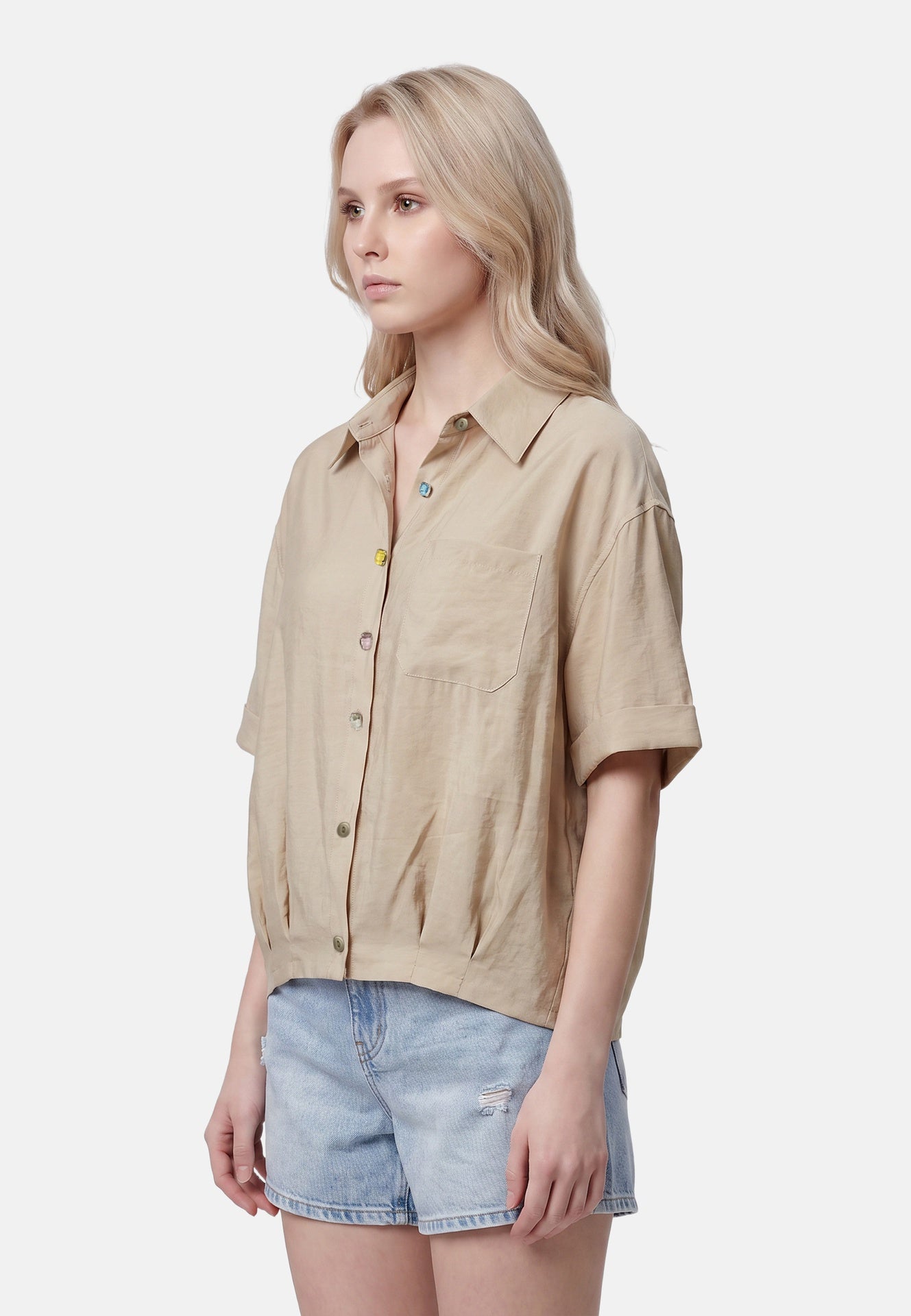 Blusa in 86 Lyocell 14 Poliestere Cammello