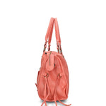 Borsa a Spalla in Genuine Printed Suede Leather Salmone