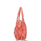 Borsa a Spalla in Genuine Printed Suede Leather Salmone