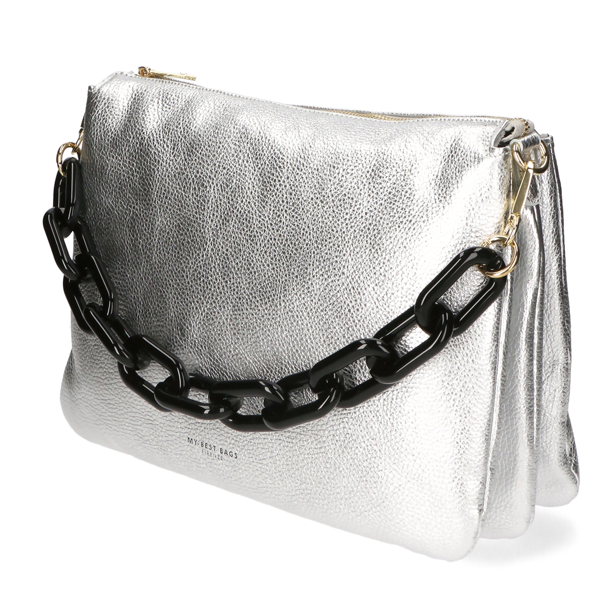 Borsa a tracolla da donna Vera pelle MYB-8019-FW-ARGENTO My Best Bag