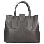 Letizia Borsa a mano da donna Pelle stampata croco 06542-GRIGIO SCURO Gave Lux