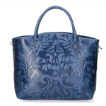 Enza Borsa a mano da donna Vera pelle 8007023FBG-012 BLU JEANS Gave Lux