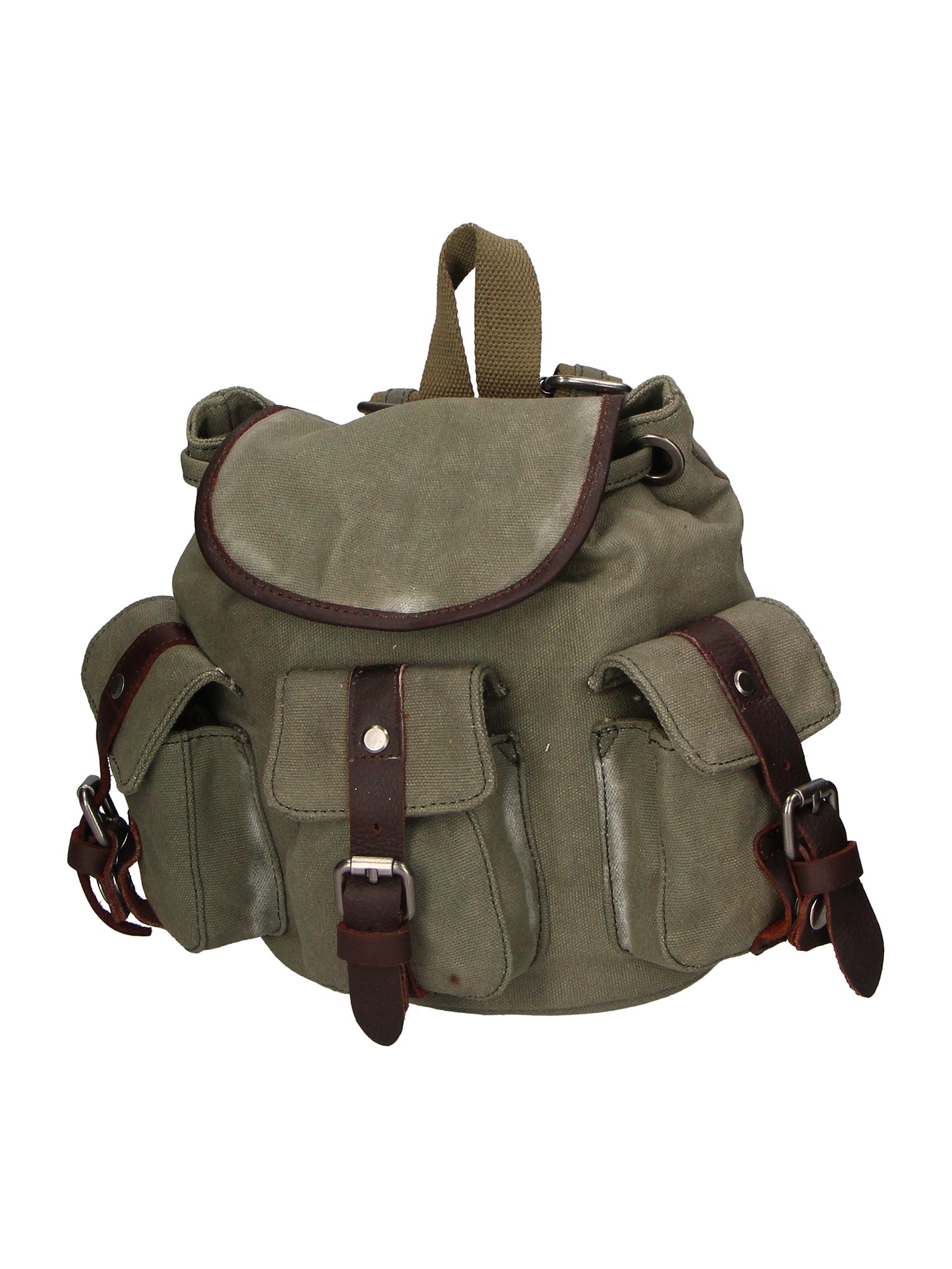 Micaela ZG3006-VERDE GREEN Zaino unisex in canvas e vera pelle Gave Lux