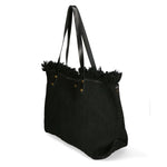 Agnese Borsa Shopper da donna Cotone e pelle 04649-D28 NERO BLACK Gave Lux