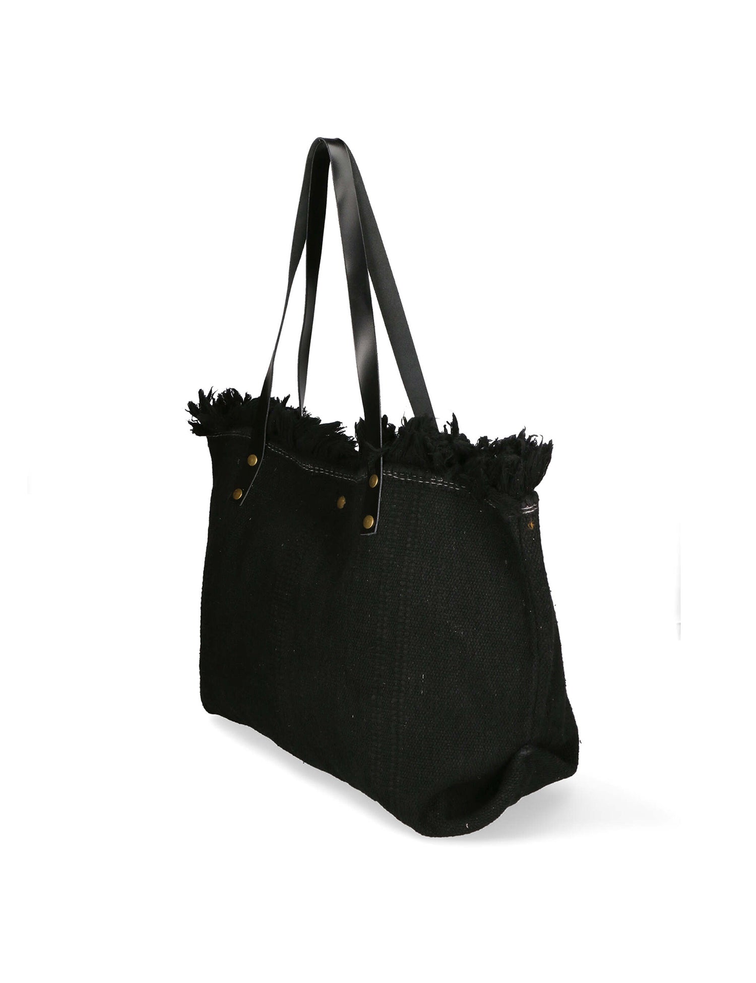 Agnese Borsa Shopper da donna Cotone e pelle 04649-D28 NERO BLACK Gave Lux