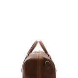Borsa da viaggio unisex in vera pelle 100% cotone 4514-TESTA DI MORO Alessia Firenze