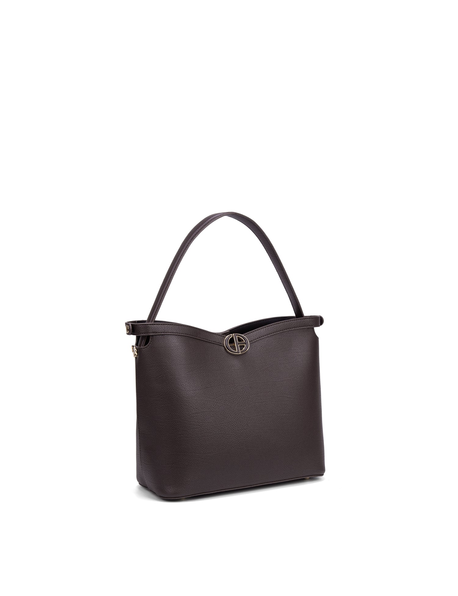 Borsa a Spalla in 100% Pu Vegan Leather Marrone Scuro