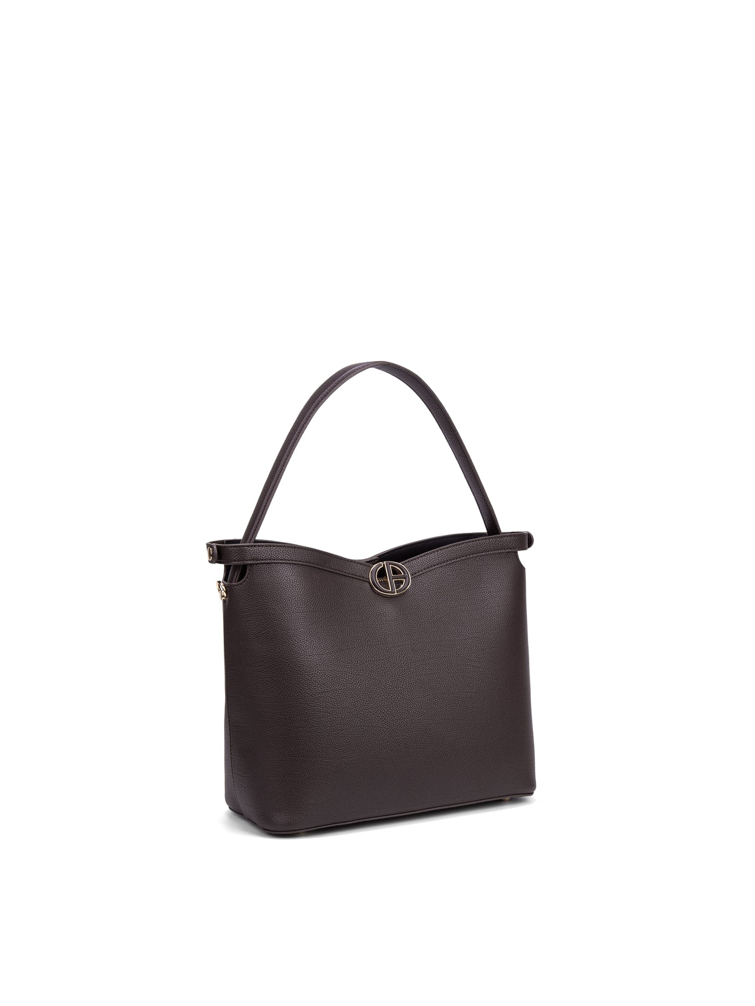 Borsa a Spalla in 100% Pu Vegan Leather Marrone Scuro