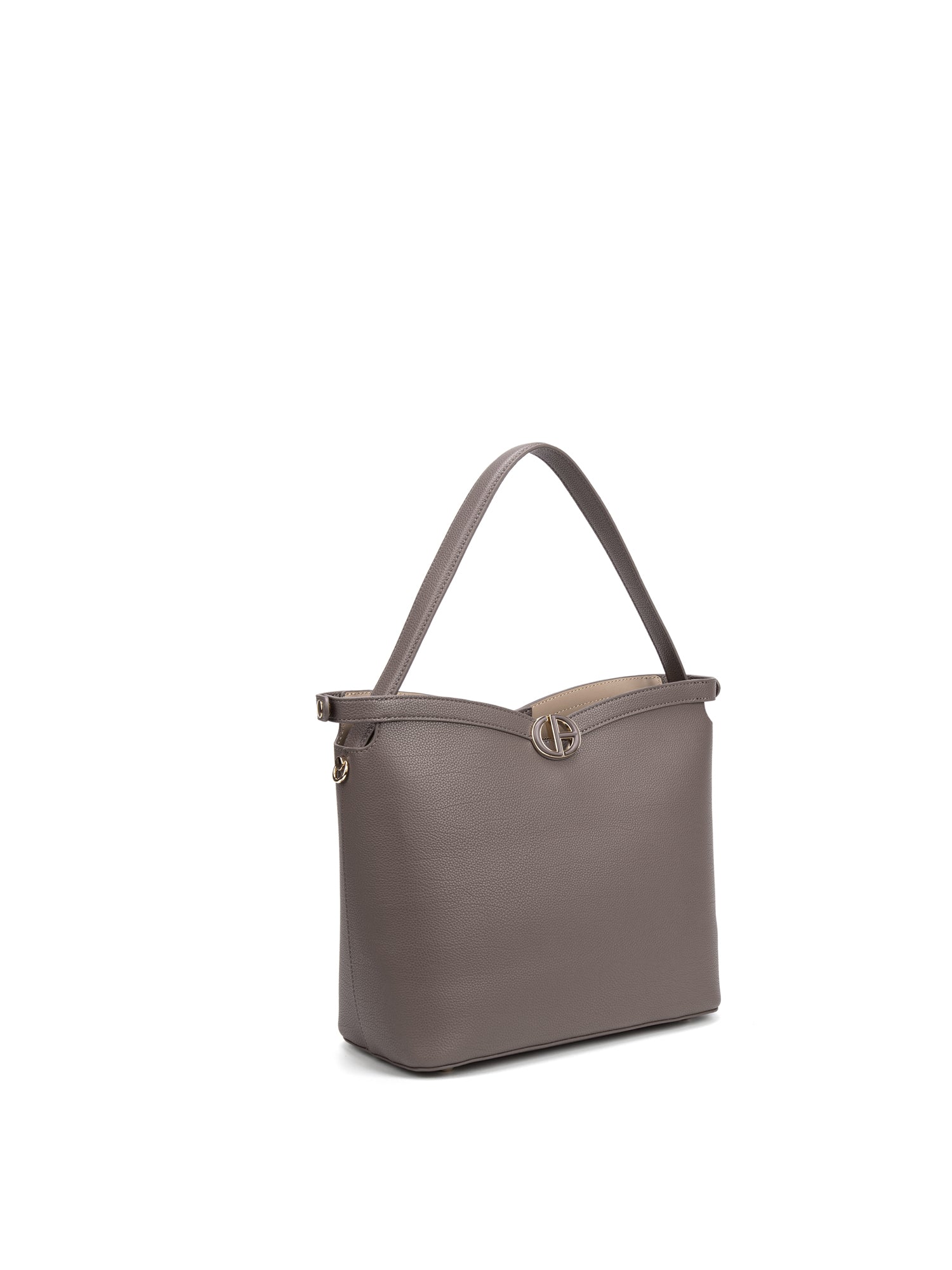 Borsa a Spalla in 100% Pu Vegan Leather Beige Scuro