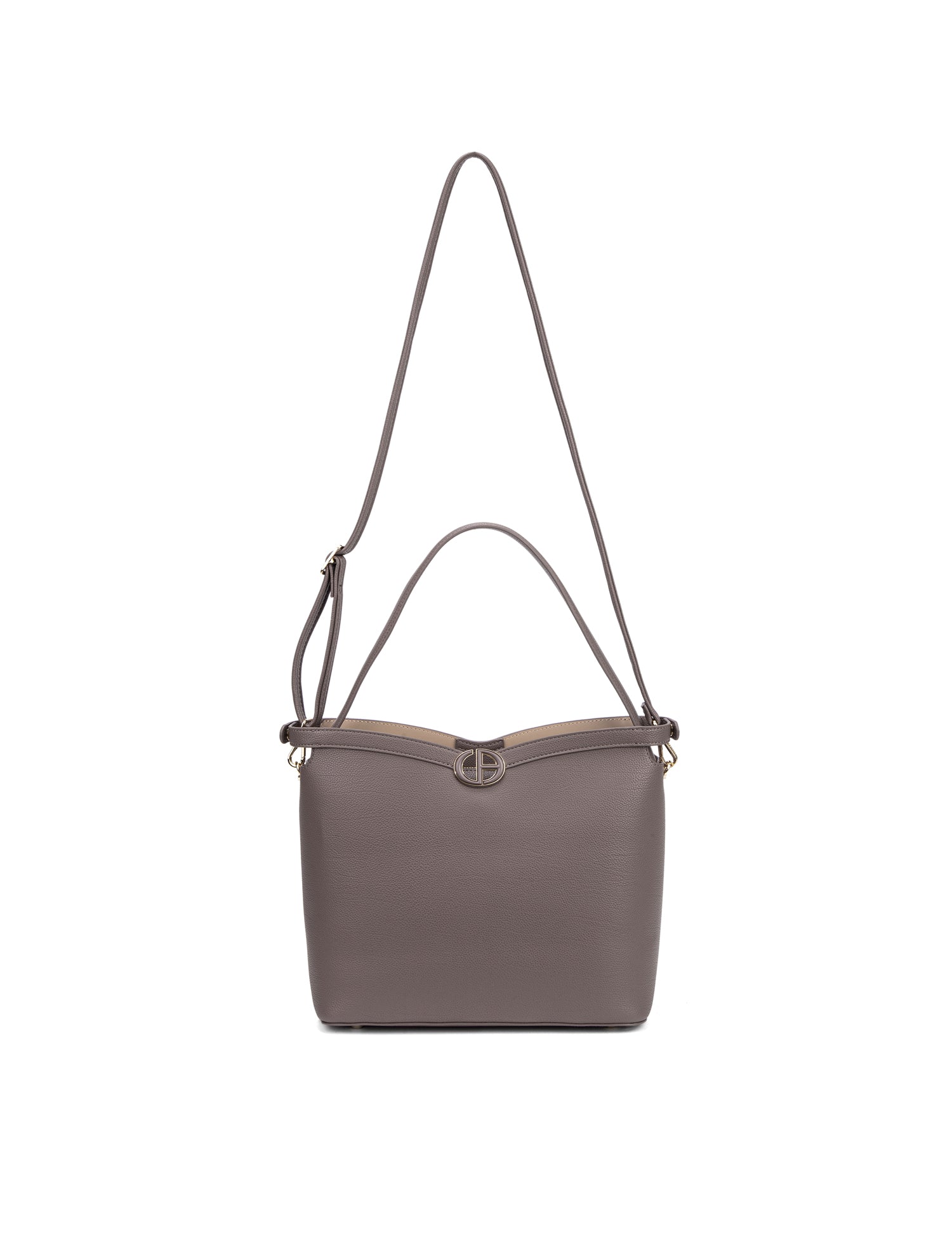 Borsa a Spalla in 100% Pu Vegan Leather Beige Scuro