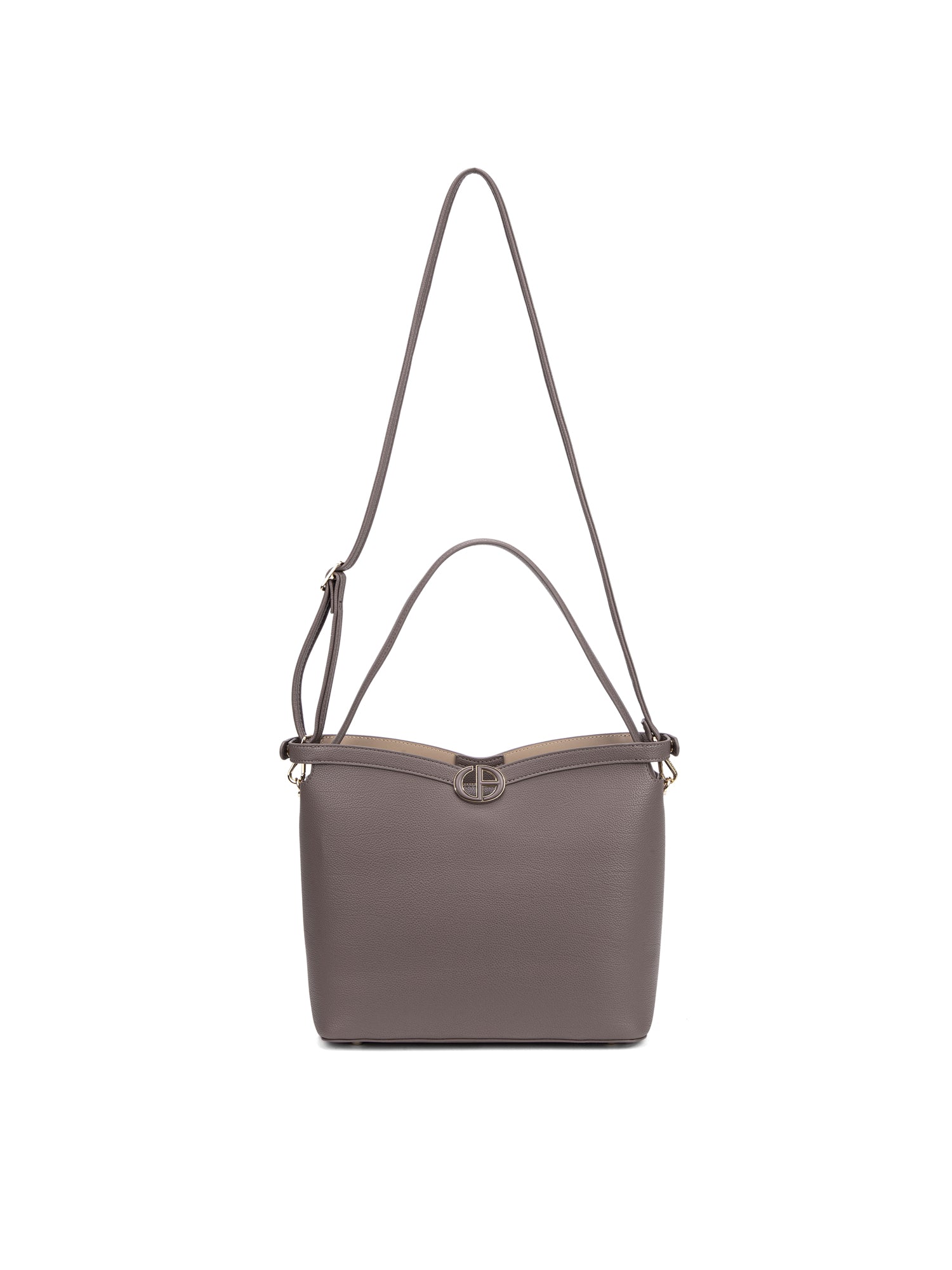Borsa a Spalla in 100% Pu Vegan Leather Beige Scuro