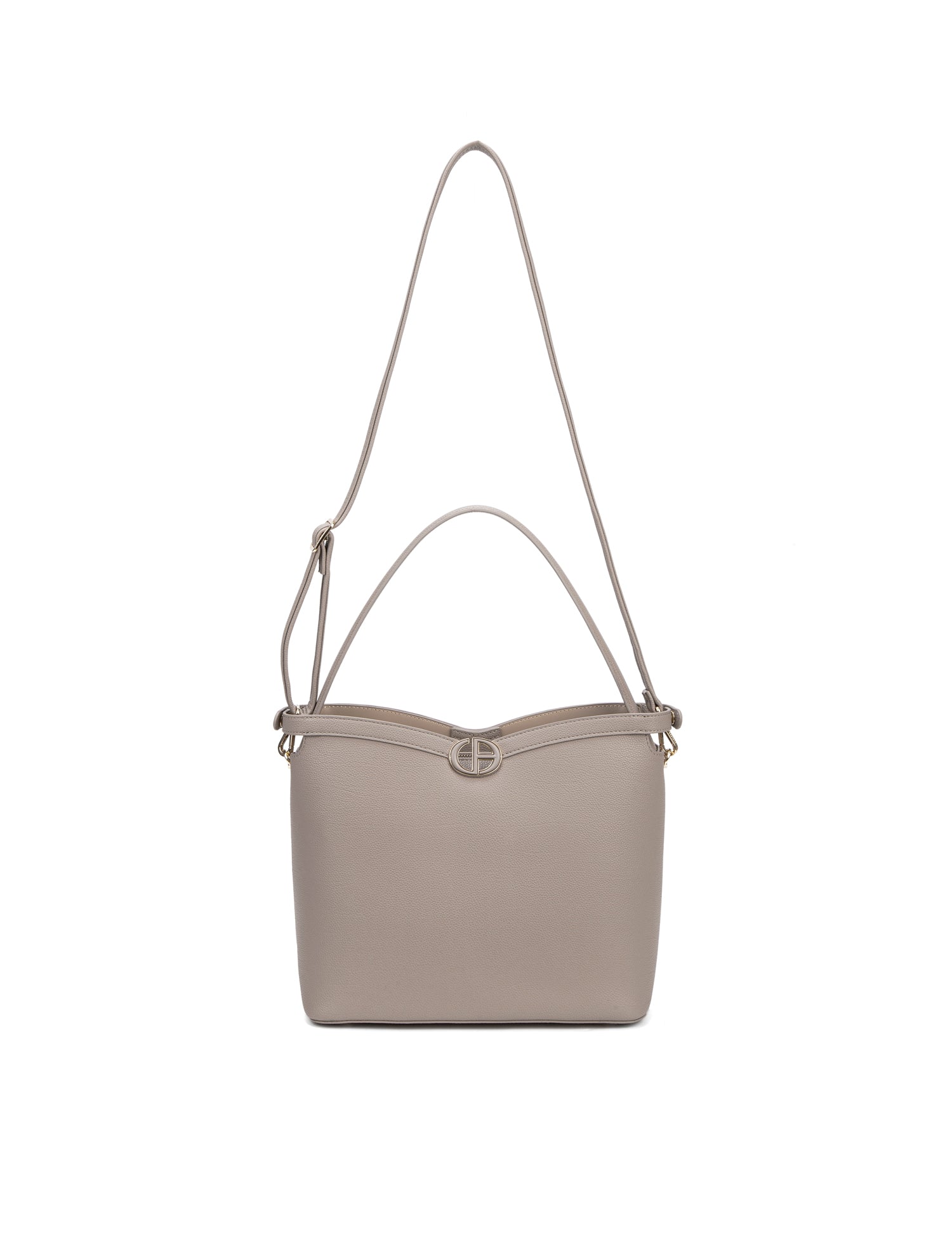 Borsa a Spalla in 100% Pu Vegan Leather Beige Scuro