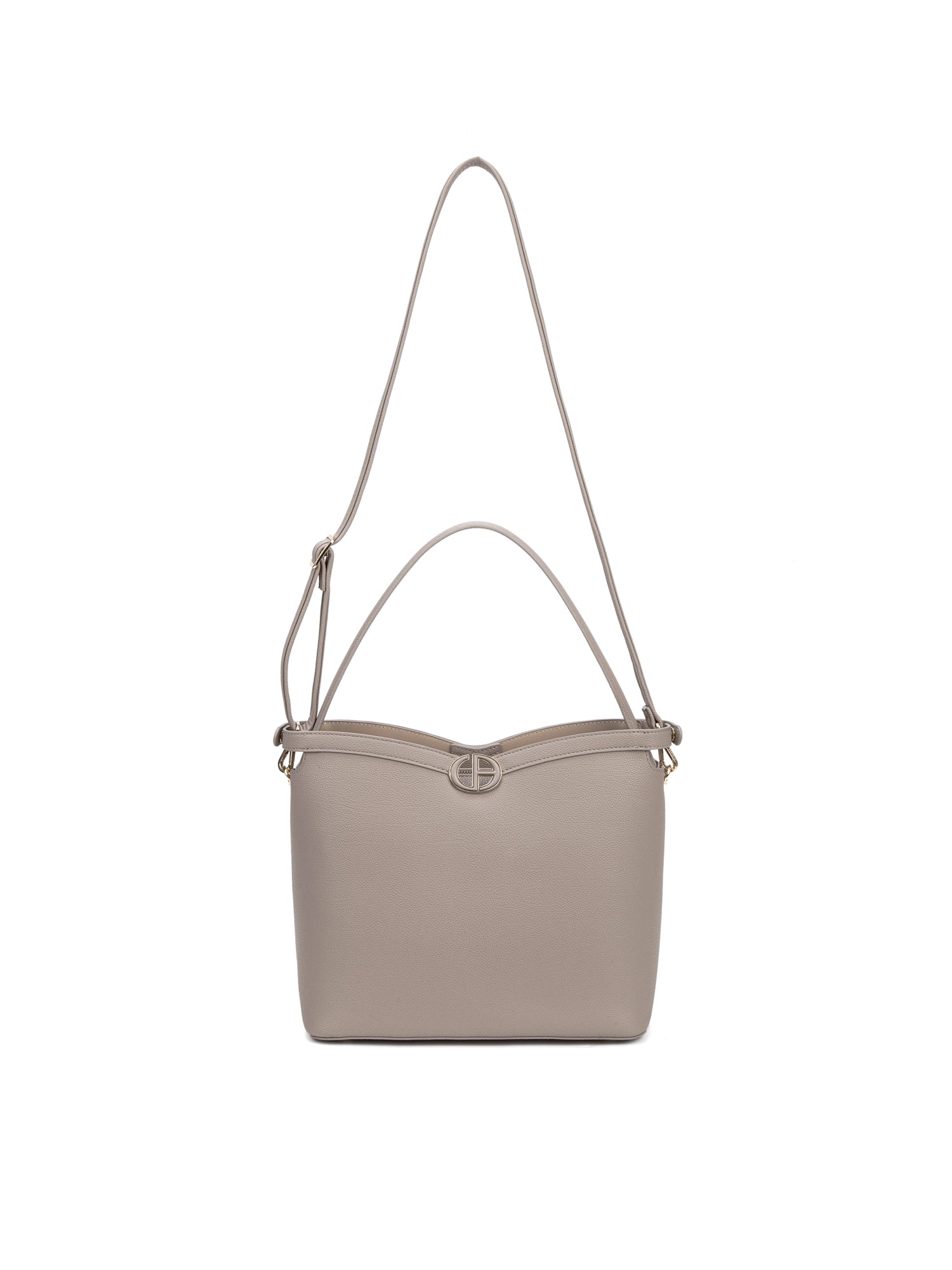Borsa a Spalla in 100% Pu Vegan Leather Beige Scuro